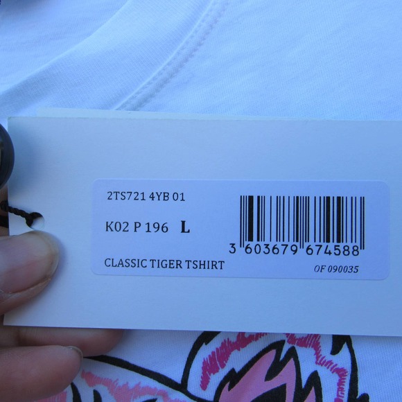 KENZO Paris Classic White Tiger T-Shirt SZ L - Picture 5 of 6